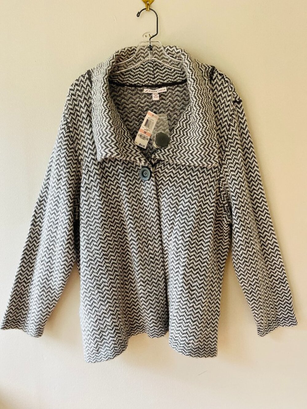 JM Collection Sz 2X Knit Gray Oversized‎ Open Cardigan Sweater Long Sleeve